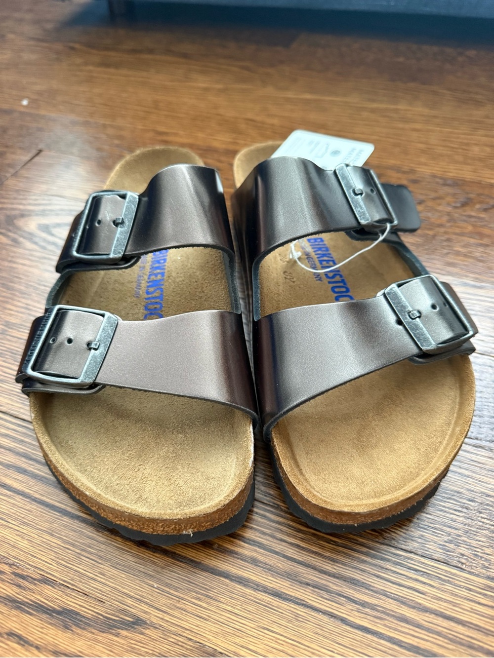 Birkenstock Arizona BS Double Strap Metallic Anthracite Sandals